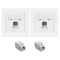 kwmobile Keystone Dose Modul Set - 2x Keystone Modul 2x Netzwerkdose 1-Port CAT 6A Kabel - 10Gibt/s geschirmt Metall Gehäuse RJ45 Schnappverschluss Silber  [dsg01]