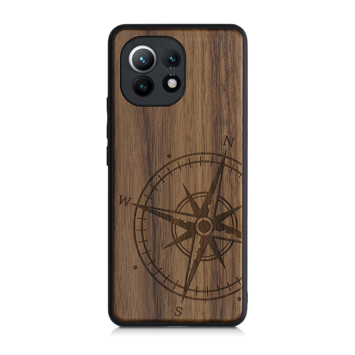 Holz Hardcase mit TPU Bumper für Xiaomi Mi 11 Kompass Vintage