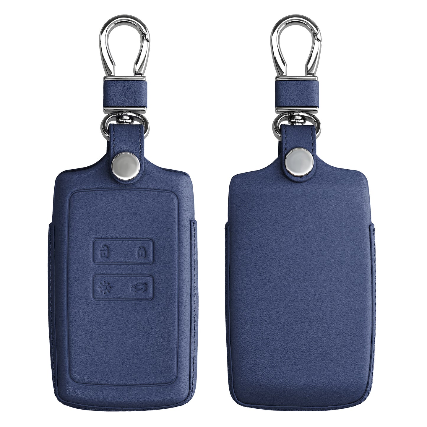 kwmobile Autoschlüssel Hülle kompatibel mit Renault 4-Tasten Smartkey Autoschlüssel (nur Keyless Go) - Leder Schutzhülle Schlüsselhülle Dunkelblau Dunkelblau  [dsg04]