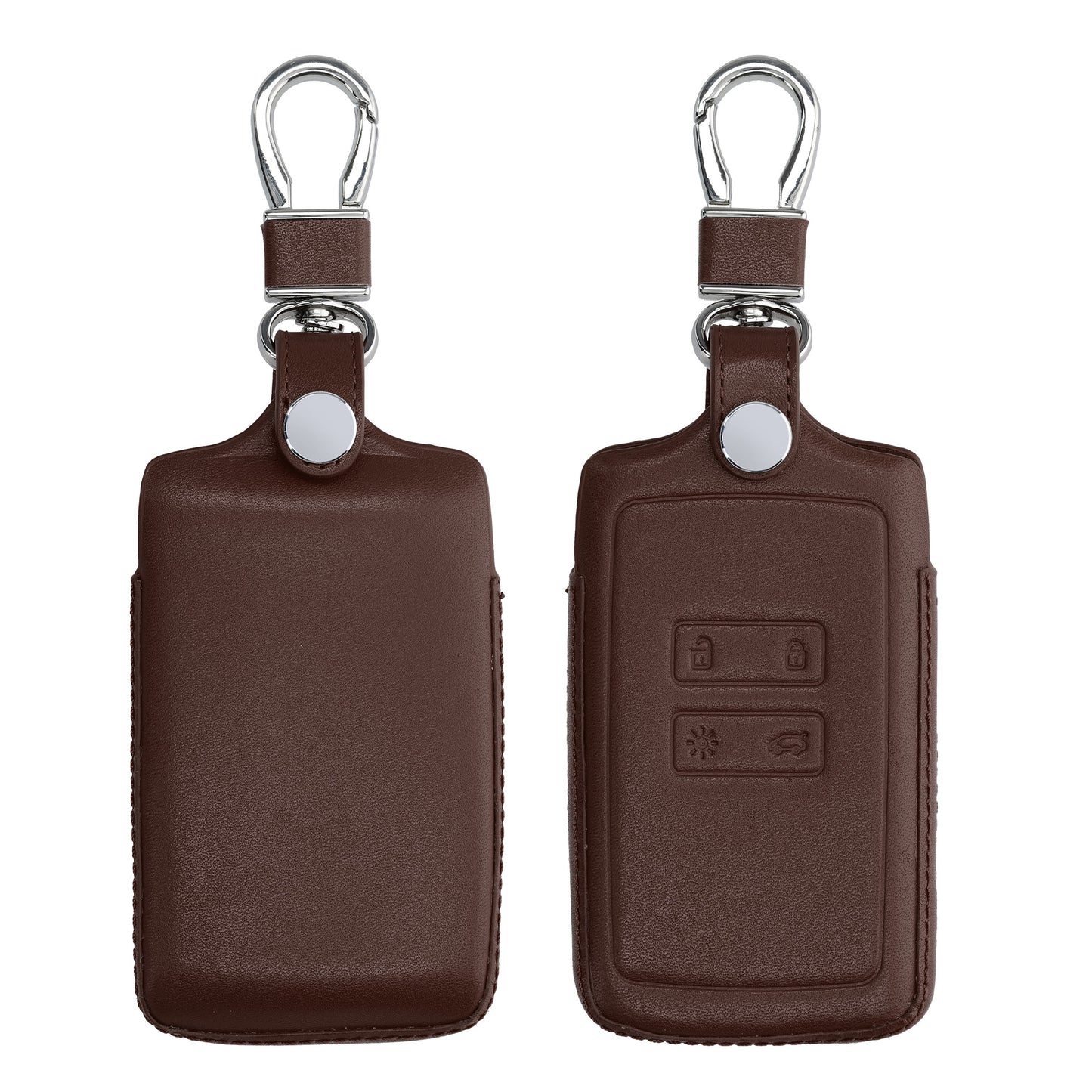 kwmobile Autoschlüssel Hülle kompatibel mit Renault 4-Tasten Smartkey Autoschlüssel (nur Keyless Go) - Leder Schutzhülle Schlüsselhülle Dunkelbraun Dunkelbraun  [dsg06]