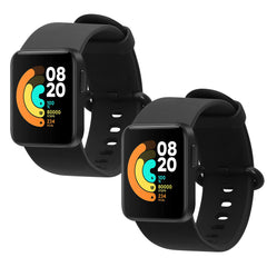 kwmobile 2x Uhrenarmband für Xiaomi Mi Watch Lite / Redmi Watch Armband - Fitnesstracker Band Set aus TPU Silikon - Ersatzarmband Smartwatch - Schwarz Schwarz Schwarz  [dsg06]