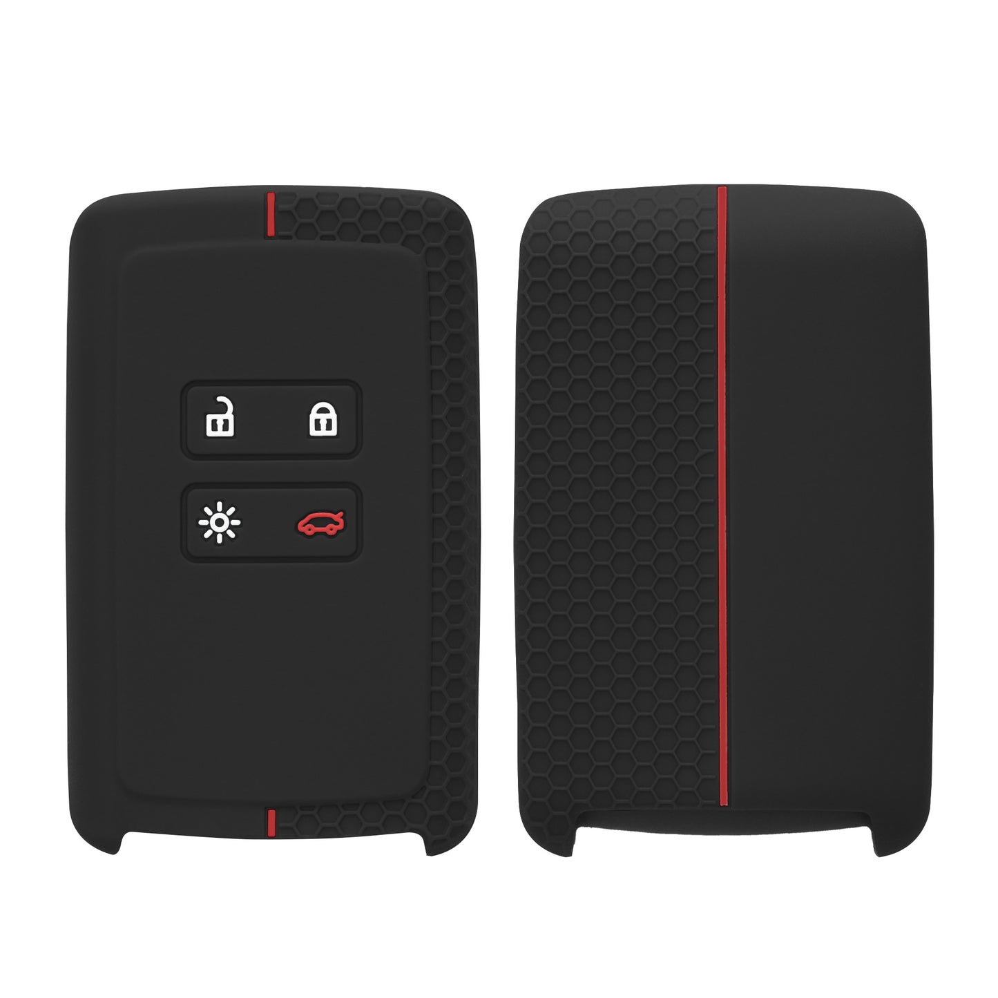 kwmobile Schlüsselhülle für Renault 4-Tasten Smartkey Autoschlüssel (nur Keyless Go) Hülle - Autoschlüssel Schlüssel Hülle aus Silikon - Schlüsseletui in Schwarz Rot Schwarz  [dsg01]