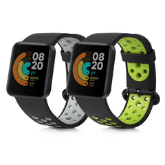 kwmobile 2x Uhrenarmband für Xiaomi Mi Watch Lite / Redmi Watch Armband - Fitnesstracker Band Set aus TPU Silikon - Ersatzarmband Smartwatch - Schwarz Grün Schwarz Grau Schwarz  [dsg06]