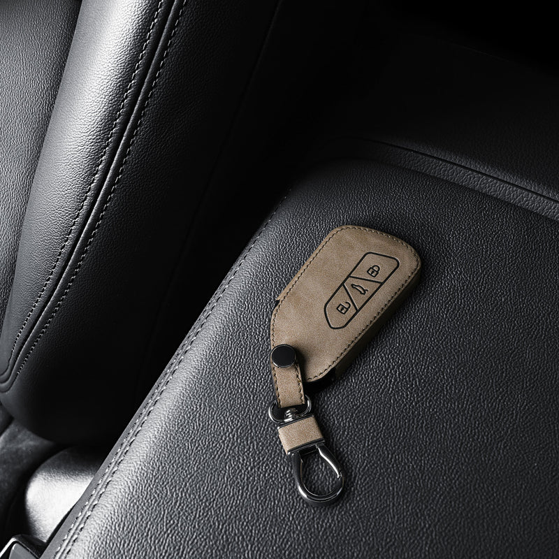 VW Golf 8 3-Tasten Autoschlüssel Kunstleder Schlüsselhülle Kompass Taupe