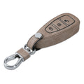 Ford 3-Tasten Autoschlüssel Keyless Go Kunstleder Schlüsselhülle Kompass Wildleder Beige