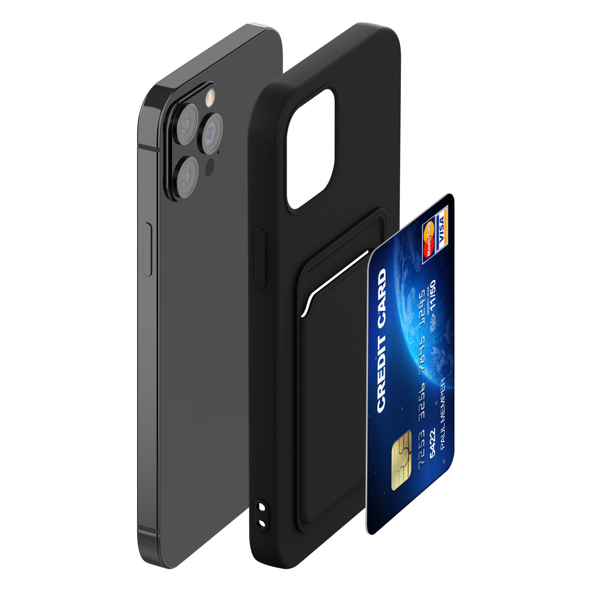 iPhone 12 Pro Max Handyhülle mit Kartenfach Silikon Matt