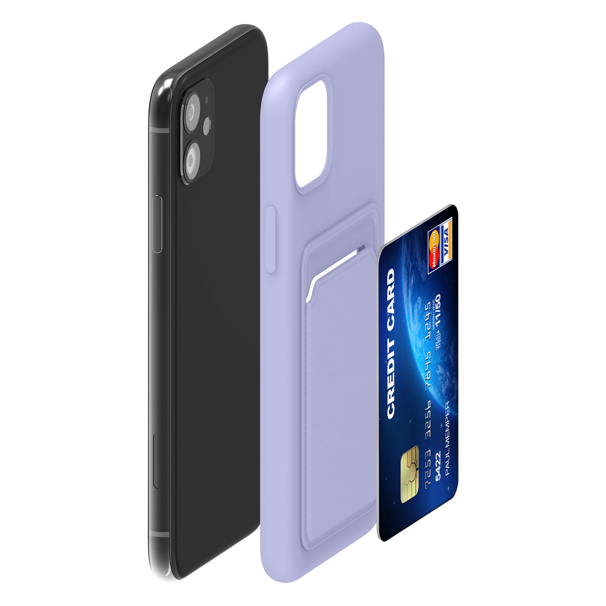 iPhone 11 Handyhülle mit Kartenfach Silikon Matt