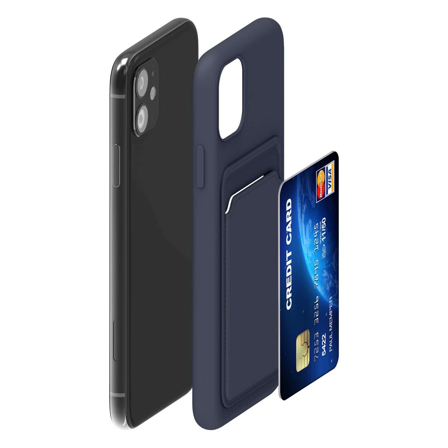 iPhone 11 Handyhülle mit Kartenfach Silikon Matt