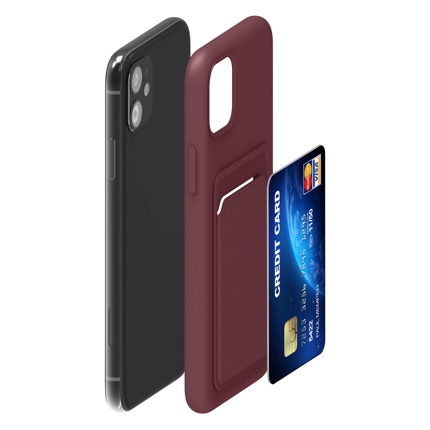 iPhone 11 Handyhülle mit Kartenfach Silikon Matt