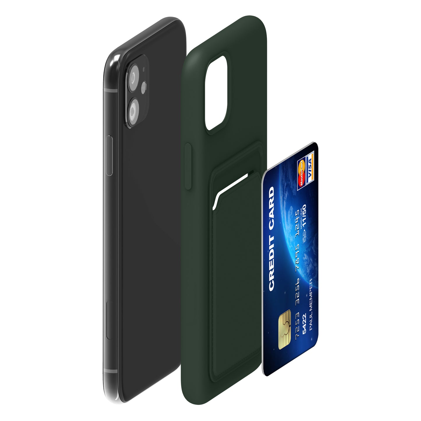 iPhone 11 Handyhülle mit Kartenfach Silikon Matt