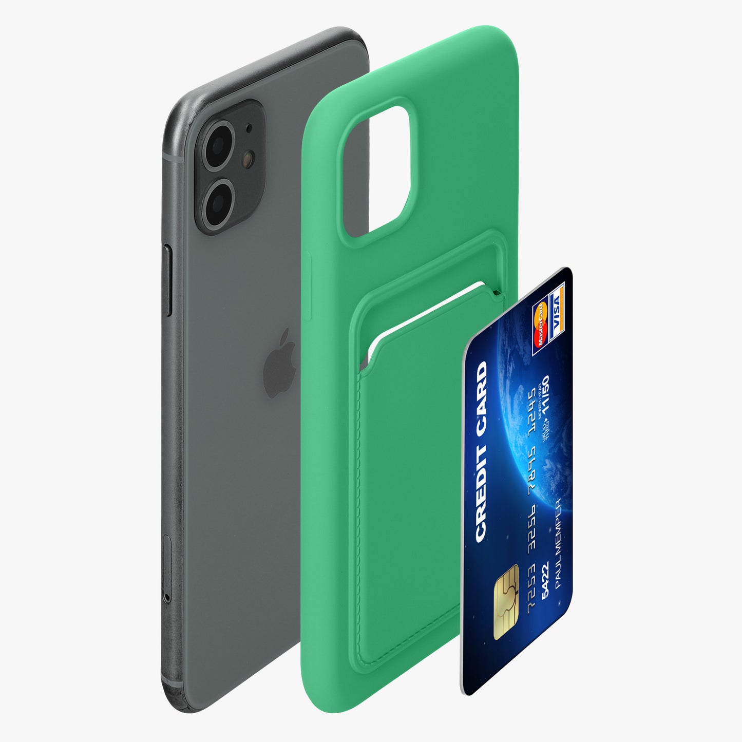 iPhone 11 Handyhülle mit Kartenfach Silikon Matt