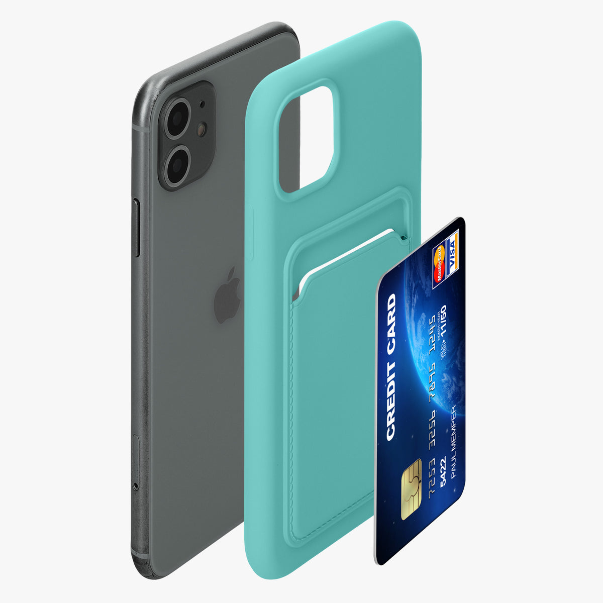 iPhone 11 Handyhülle mit Kartenfach Silikon Matt