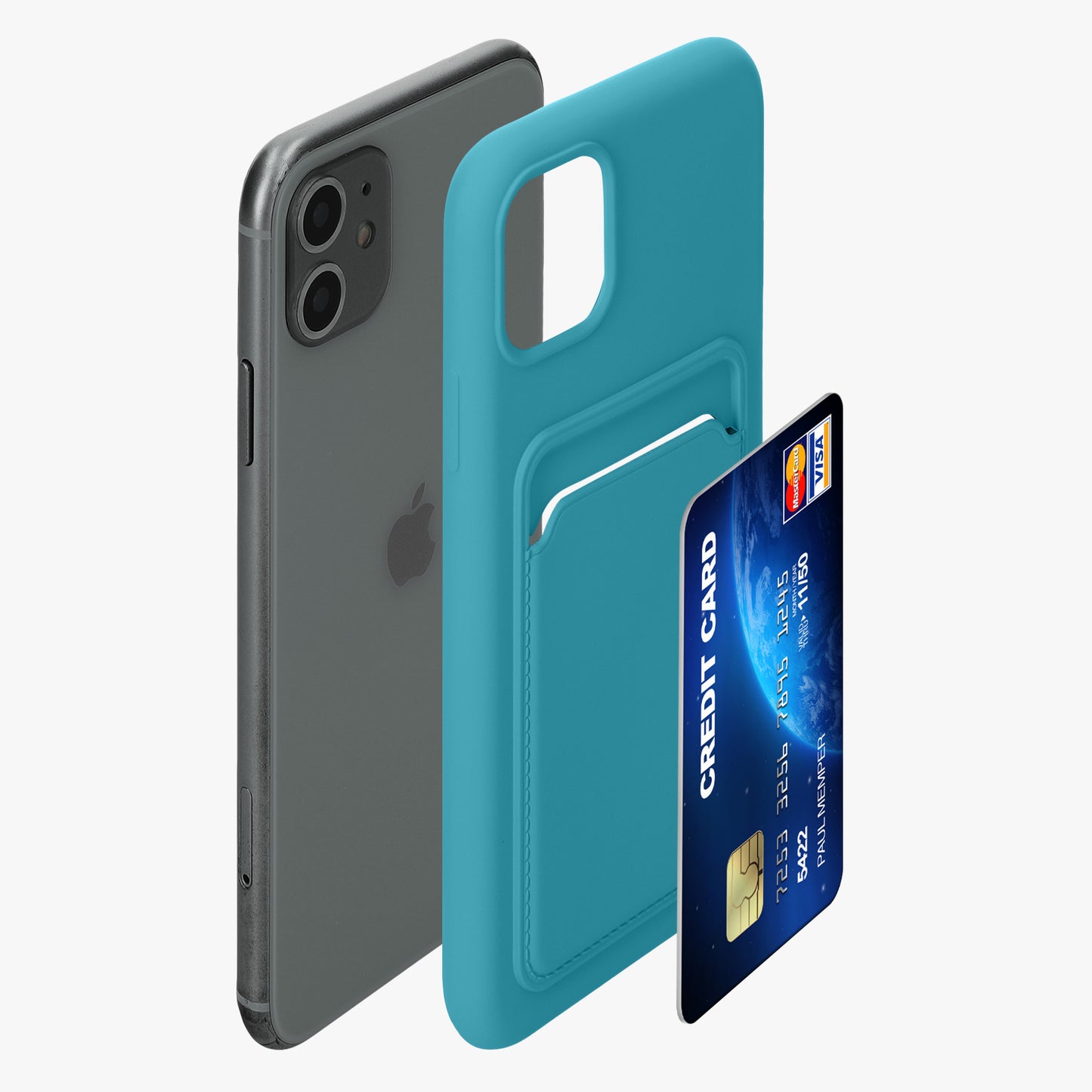 iPhone 11 Handyhülle mit Kartenfach Silikon Matt