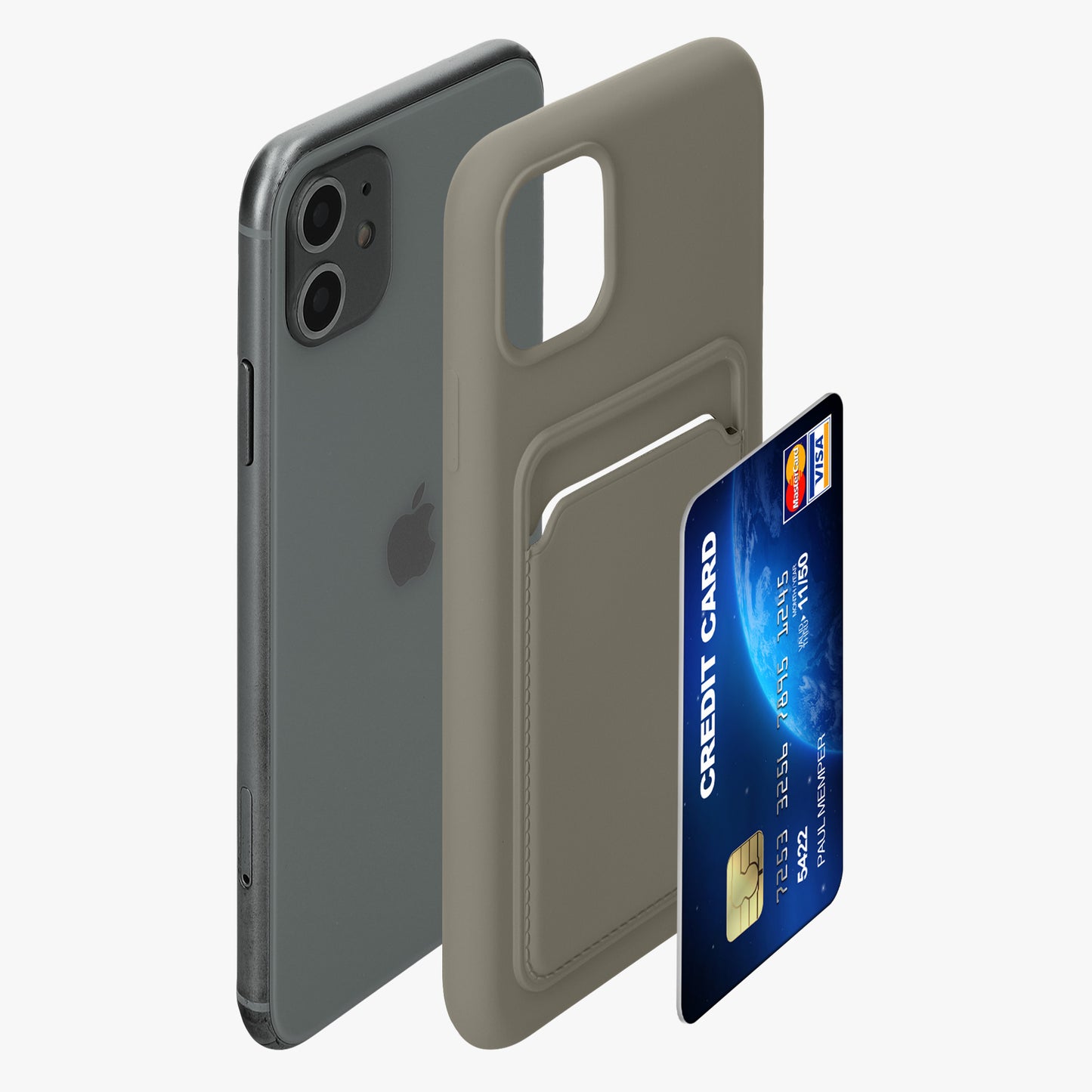 iPhone 11 Handyhülle mit Kartenfach Silikon Matt