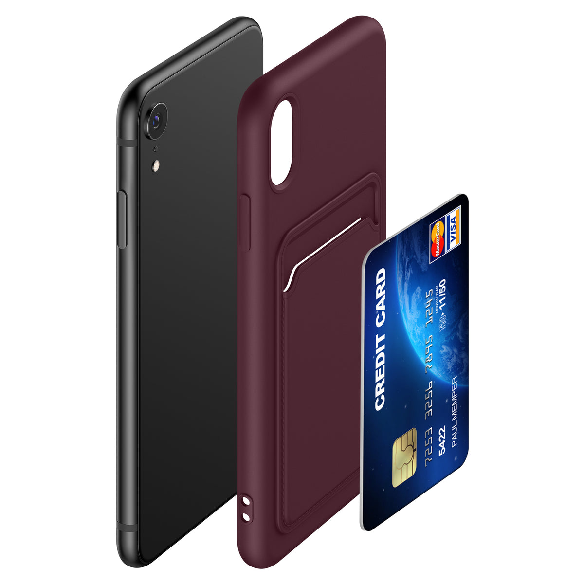 kwmobile Handyhülle für Apple iPhone XR Hülle mit Kartenfach - Schutzhülle Cover