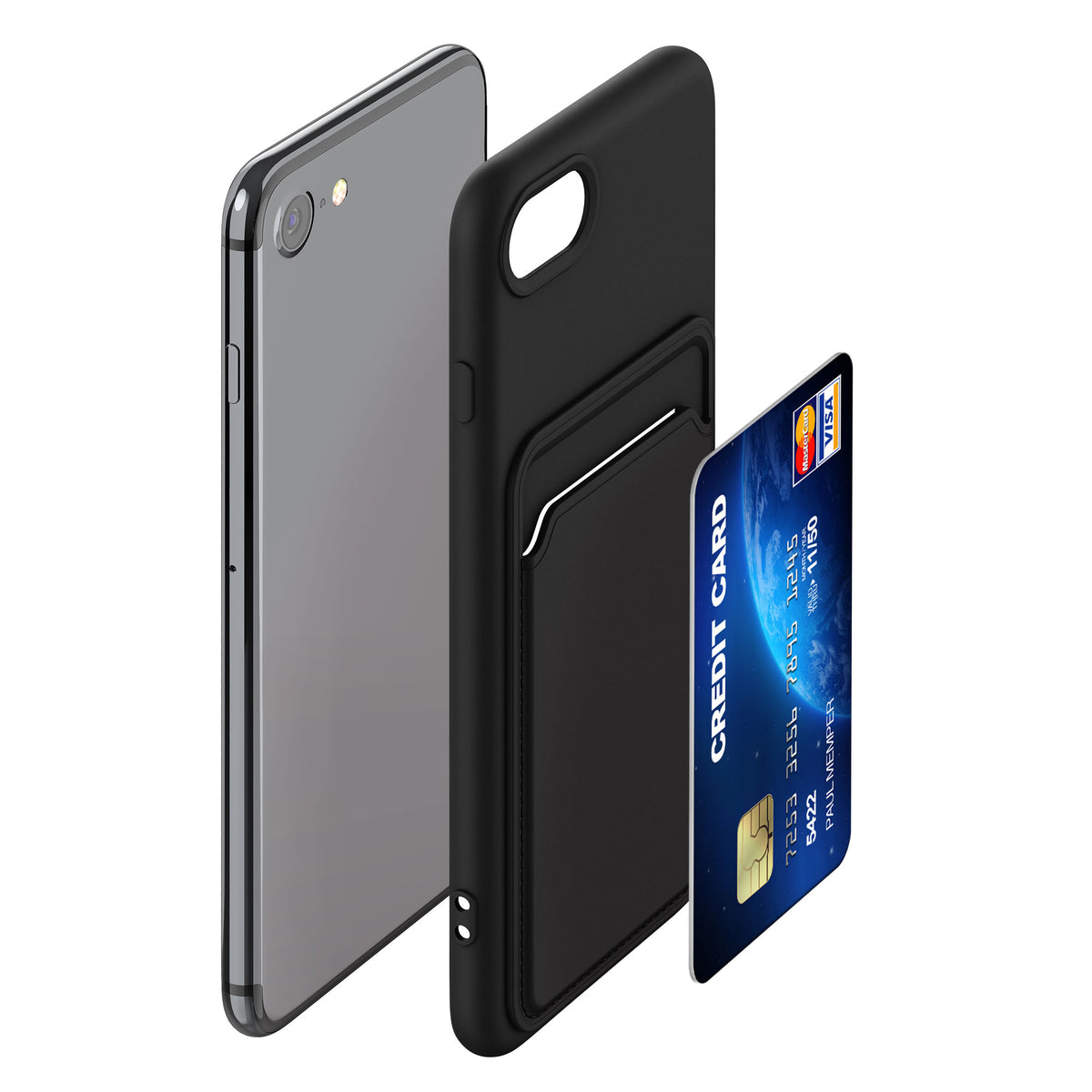 kwmobile Handyhülle für Apple iPhone SE (2022) / SE (2020) / 8 / 7 Hülle mit Kartenfach - Schutzhülle Cover