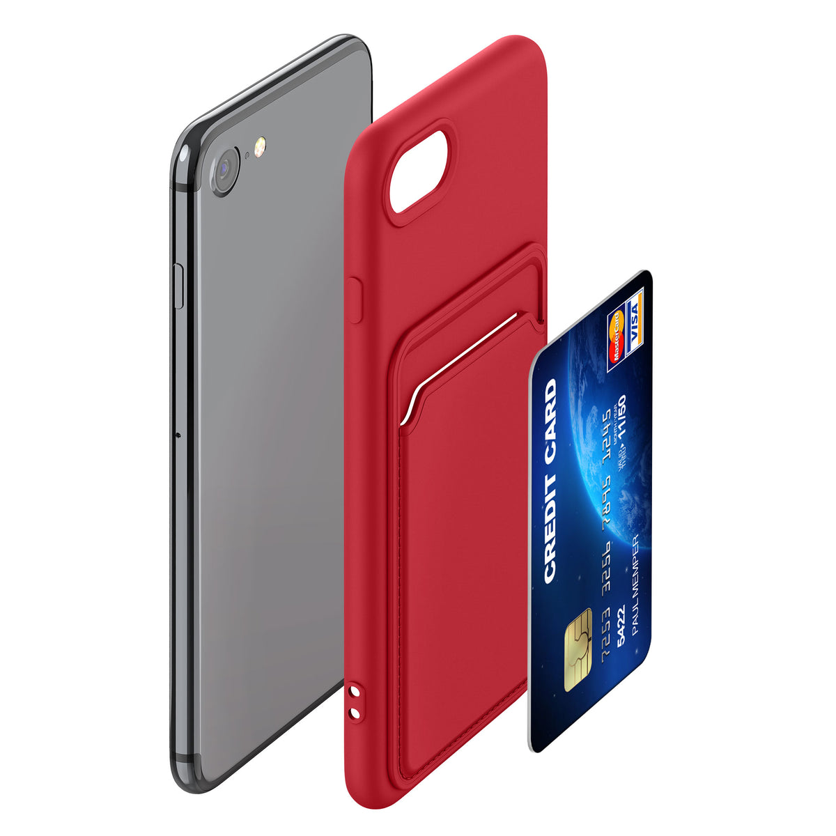 kwmobile Handyhülle für Apple iPhone SE (2022) / SE (2020) / 8 / 7 Hülle mit Kartenfach - Schutzhülle Cover