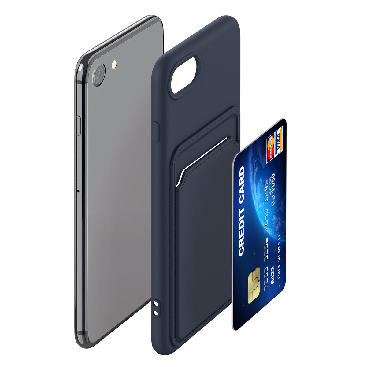 kwmobile Handyhülle für Apple iPhone SE (2022) / SE (2020) / 8 / 7 Hülle mit Kartenfach - Schutzhülle Cover