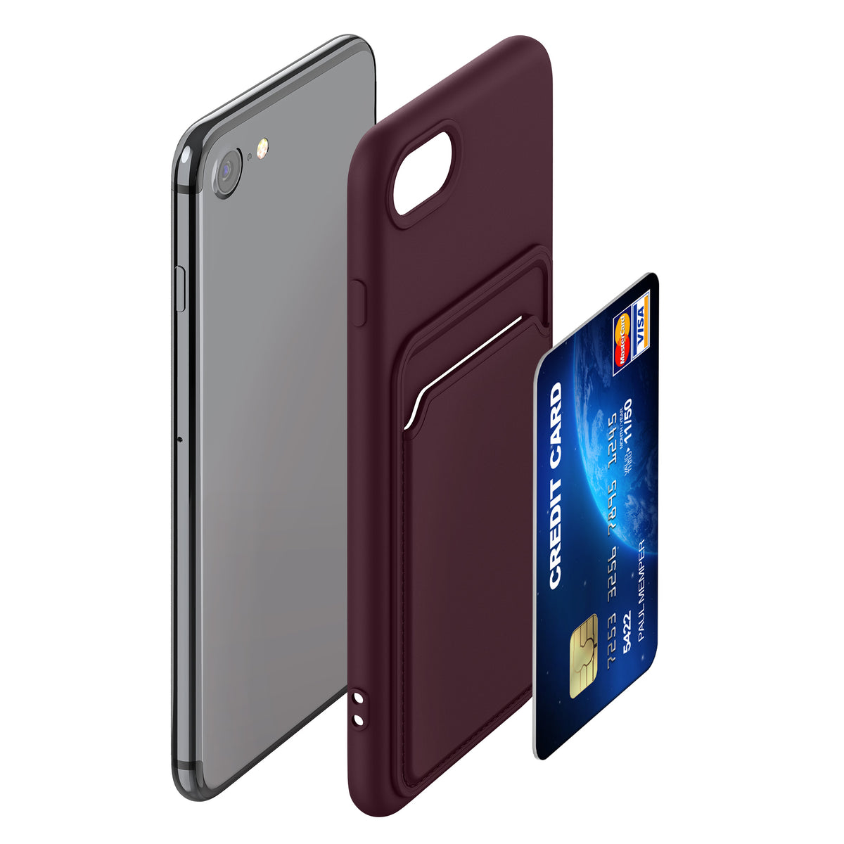 kwmobile Handyhülle für Apple iPhone SE (2022) / SE (2020) / 8 / 7 Hülle mit Kartenfach - Schutzhülle Cover