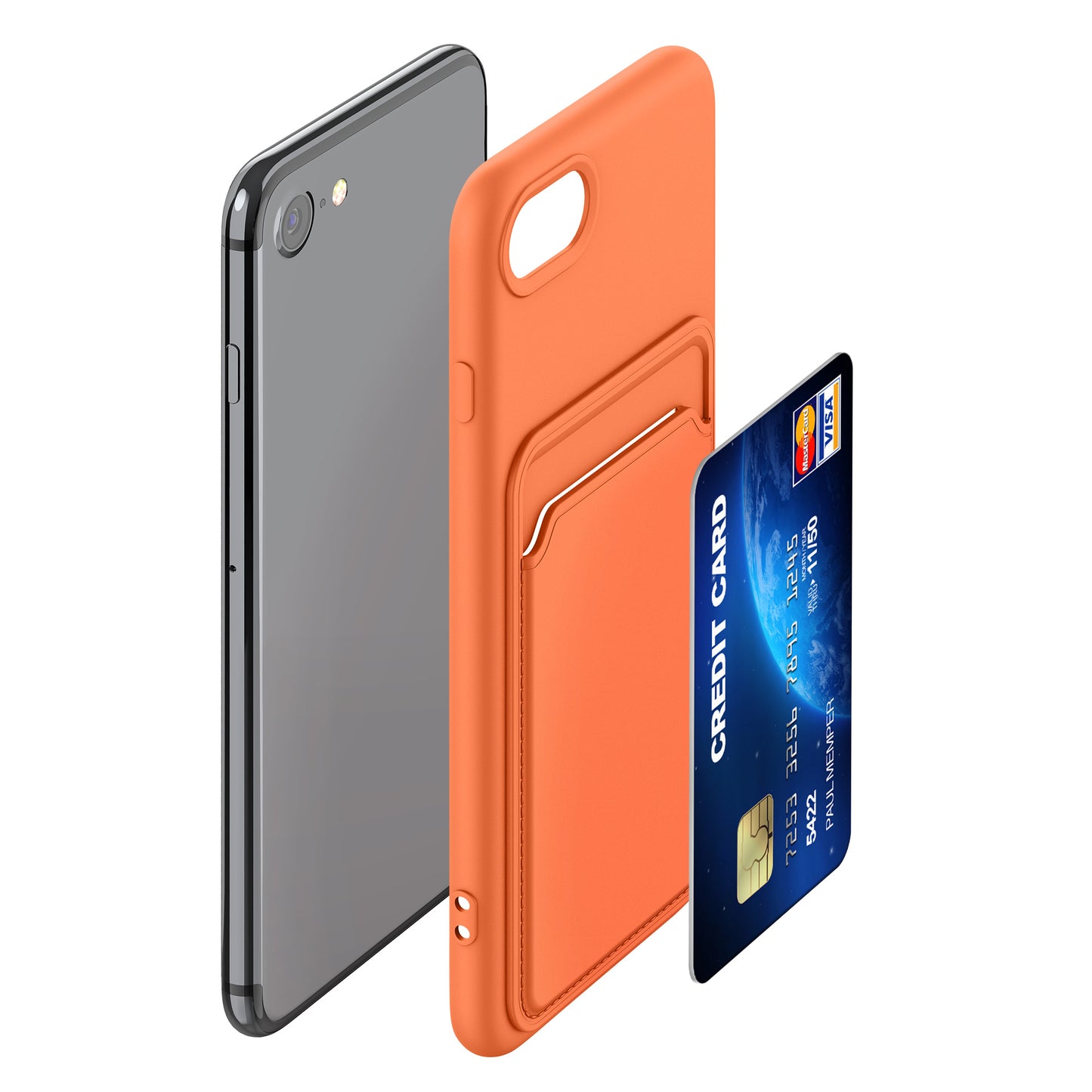 kwmobile Handyhülle für Apple iPhone SE (2022) / SE (2020) / 8 / 7 Hülle mit Kartenfach - Schutzhülle Cover