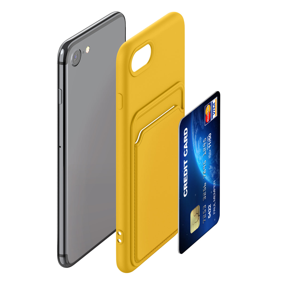 kwmobile Handyhülle für Apple iPhone SE (2022) / SE (2020) / 8 / 7 Hülle mit Kartenfach - Schutzhülle Cover