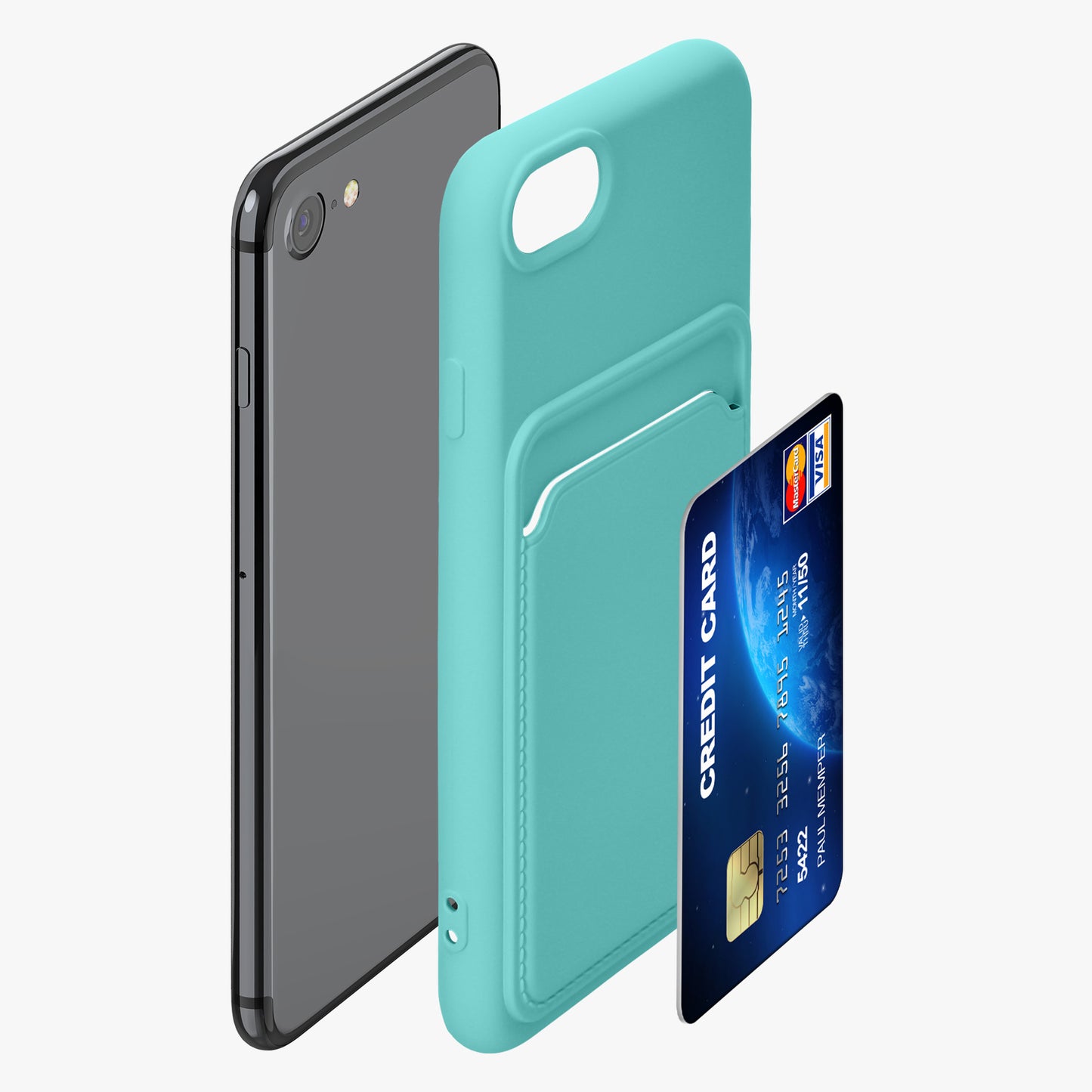 kwmobile Handyhülle für Apple iPhone SE (2022) / SE (2020) / 8 / 7 Hülle mit Kartenfach - Schutzhülle Cover