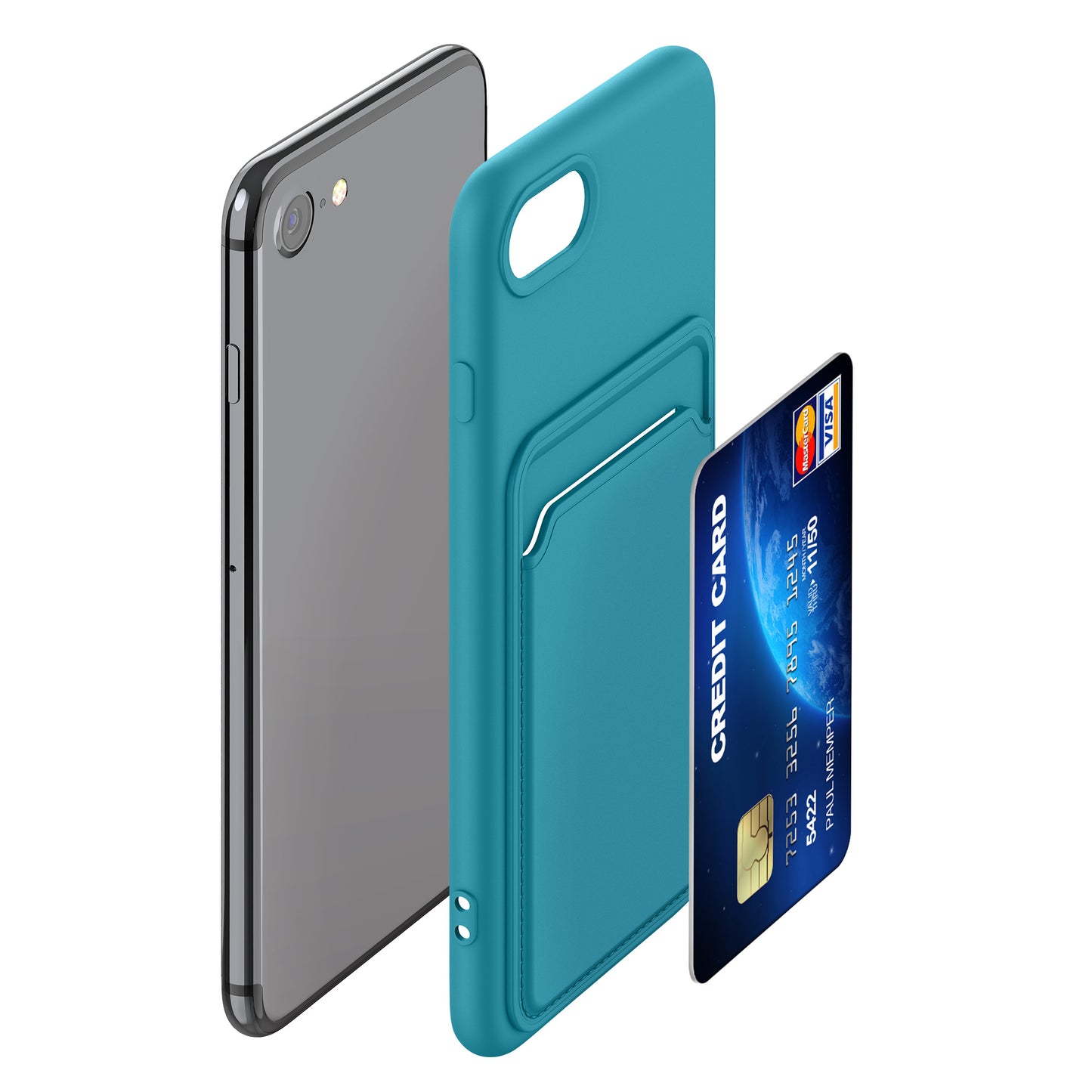 kwmobile Handyhülle für Apple iPhone SE (2022) / SE (2020) / 8 / 7 Hülle mit Kartenfach - Schutzhülle Cover