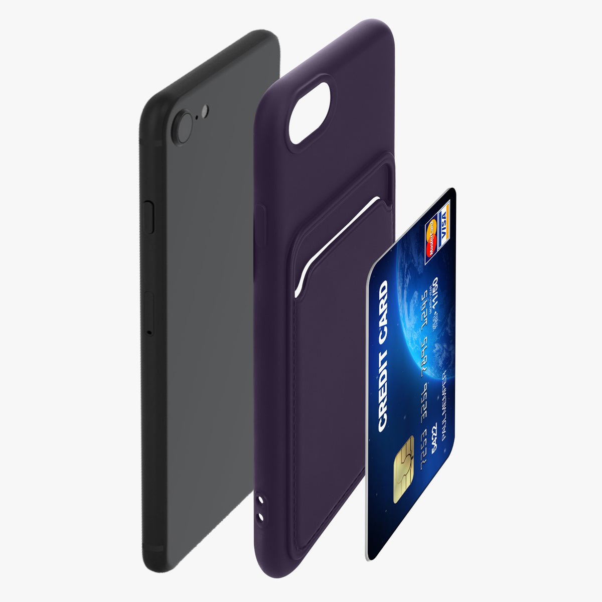 kwmobile Handyhülle für Apple iPhone SE (2022) / SE (2020) / 8 / 7 Hülle mit Kartenfach - Schutzhülle Cover