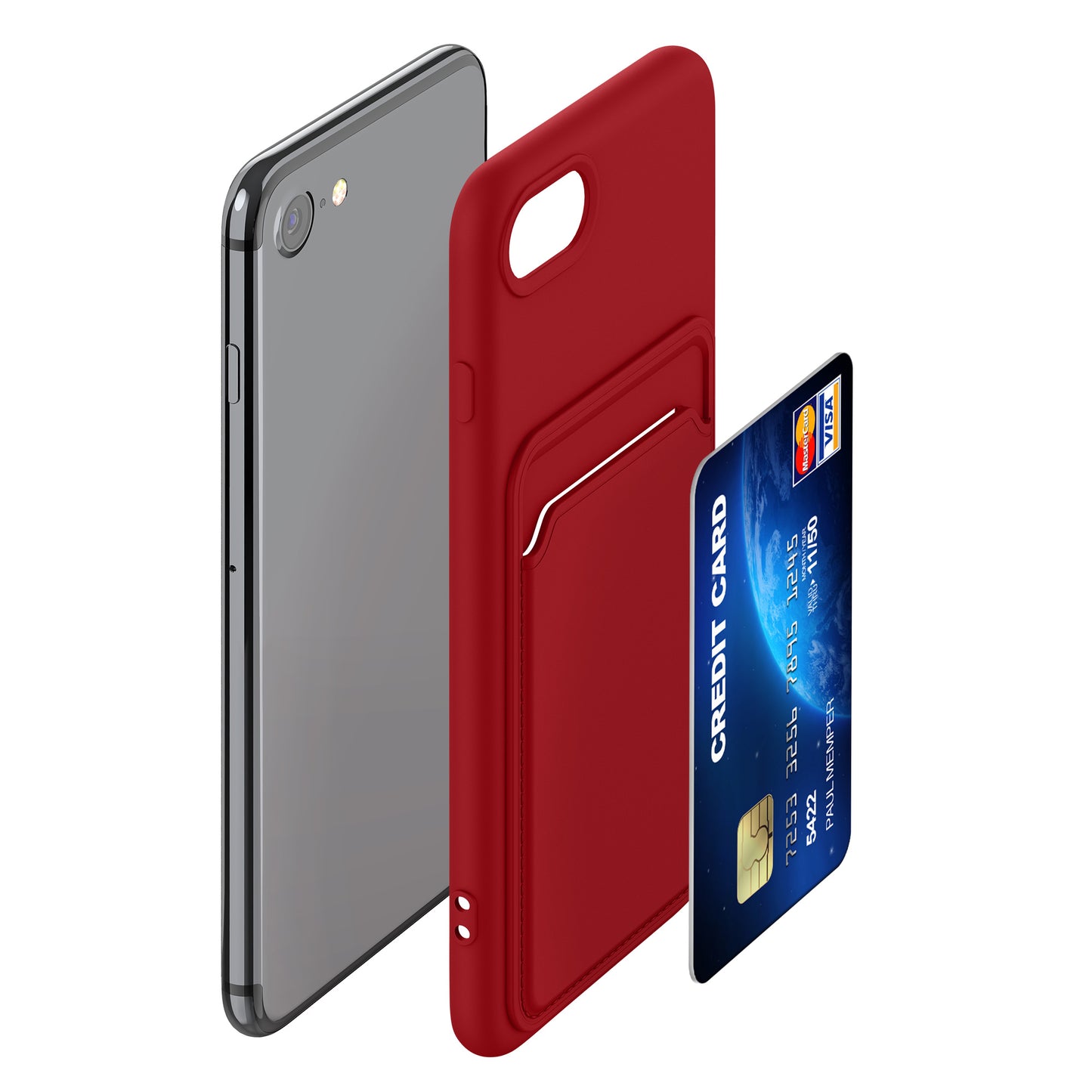 kwmobile Handyhülle für Apple iPhone SE (2022) / SE (2020) / 8 / 7 Hülle mit Kartenfach - Schutzhülle Cover