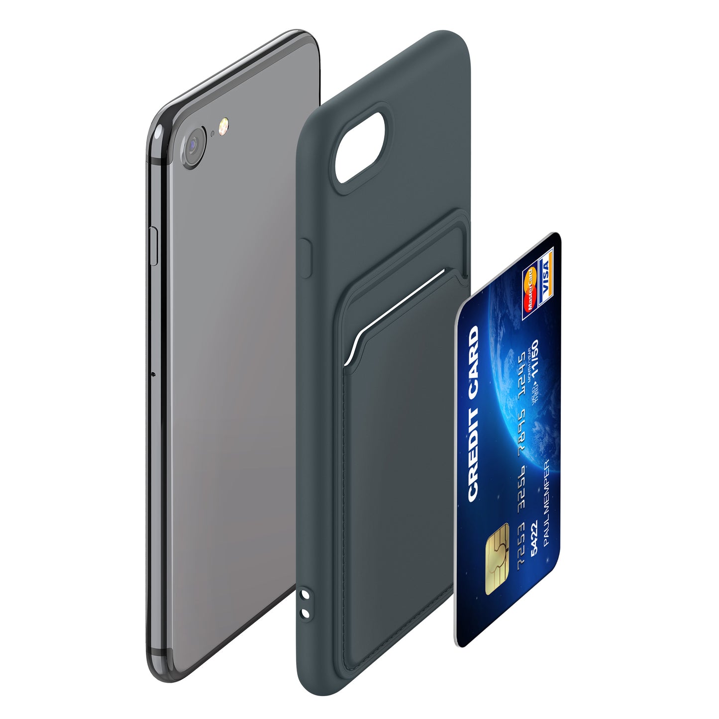 kwmobile Handyhülle für Apple iPhone SE (2022) / SE (2020) / 8 / 7 Hülle mit Kartenfach - Schutzhülle Cover