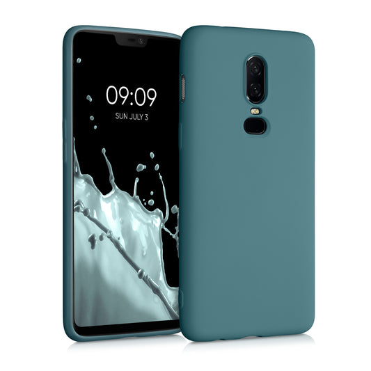 kwmobile Hülle kompatibel mit OnePlus 6 Hülle - gummierte Silikon Handyhülle - Schutzhülle für kabelloses Laden - Case