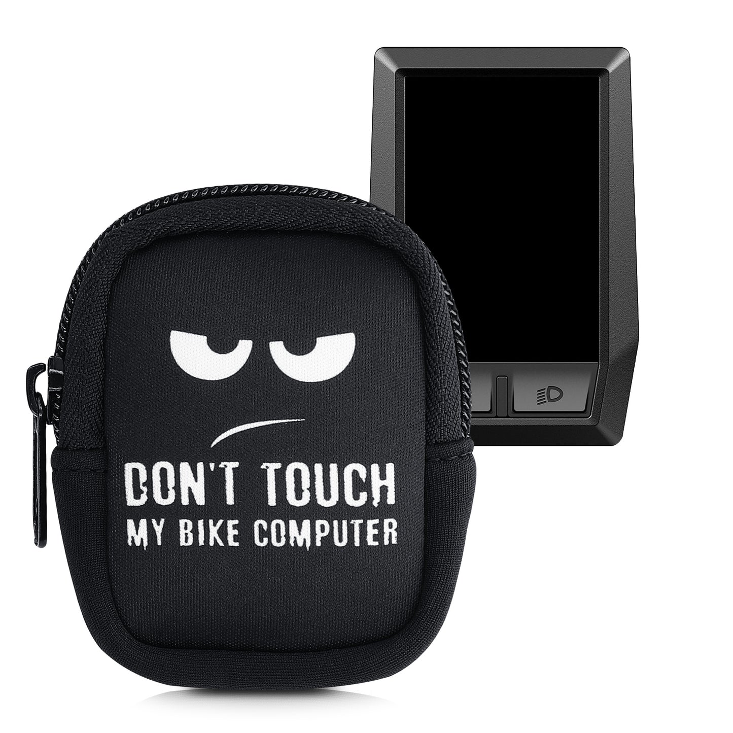 kwmobile Tasche kompatibel mit Bosch Kiox / Kiox 300 - Bike GPS Hülle Don't touch my bike computer Weiß Schwarz Weiß  [dsg01]