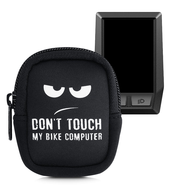 kwmobile Tasche kompatibel mit Bosch Kiox / Kiox 300 - Bike GPS Hülle Don't touch my bike computer Weiß Schwarz Weiß  [dsg01]