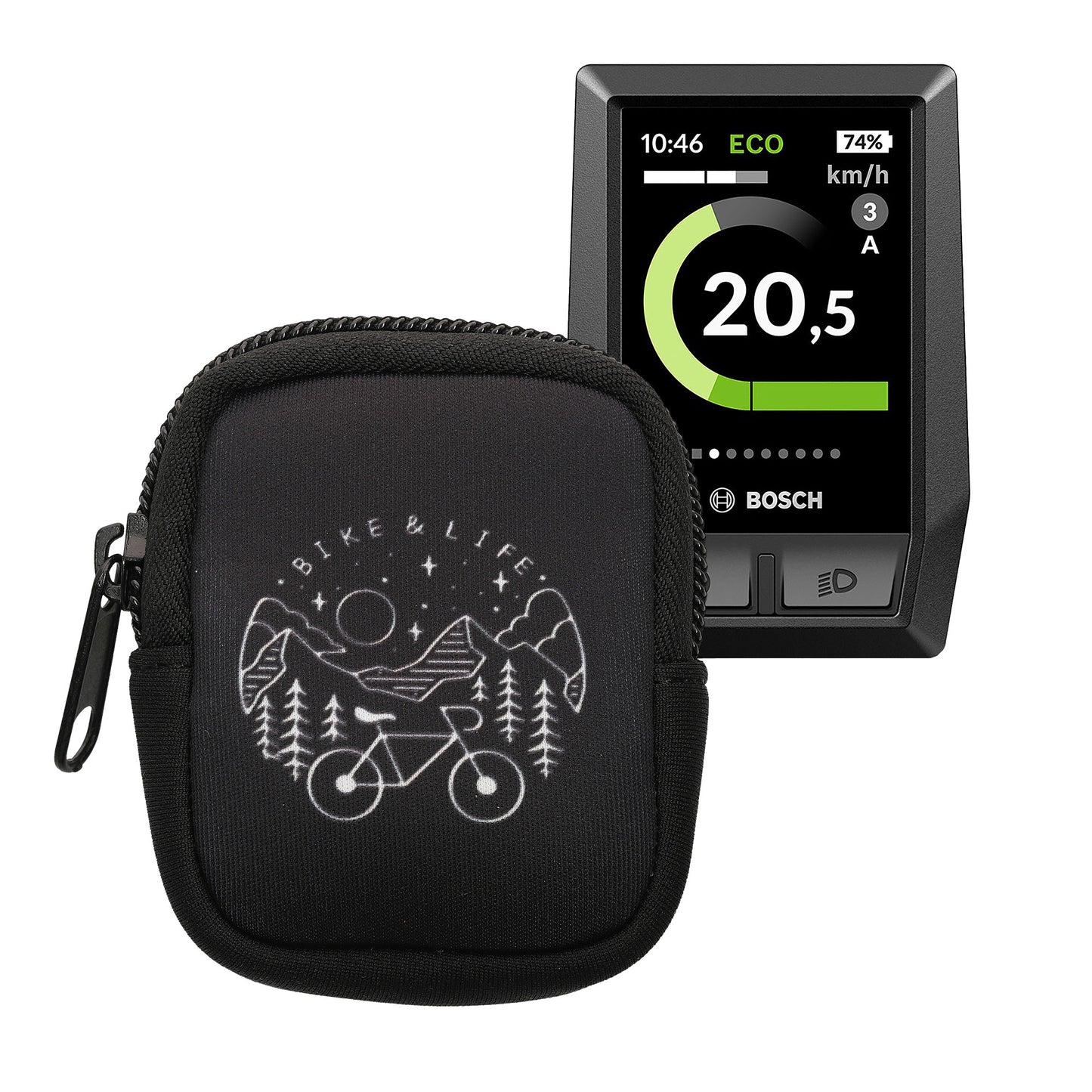 kwmobile Tasche kompatibel mit Bosch Kiox / Kiox 300 - Bike GPS Hülle Bike Life Weiß Schwarz Weiß  [dsg04]
