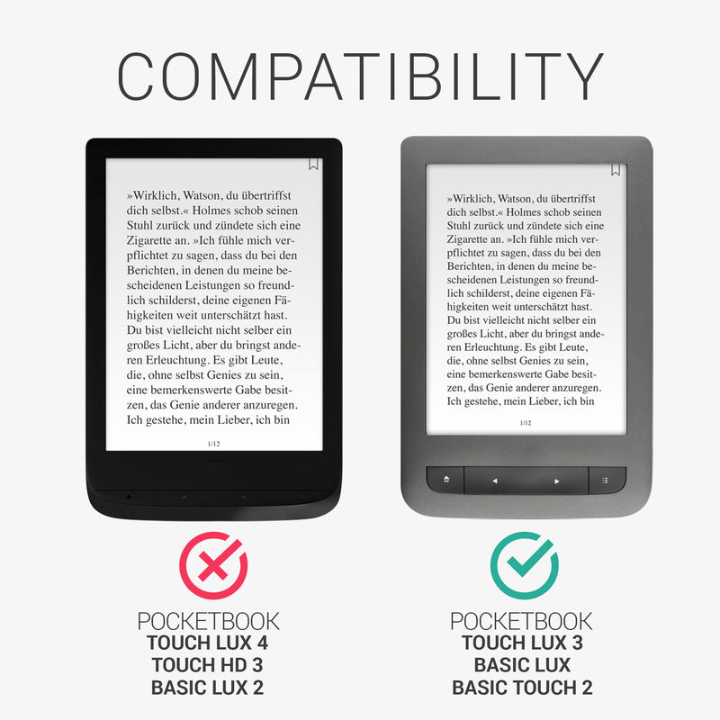eReader Hülle für Pocketbook Touch Lux 3/Basic Lux/Basic Touch 2 mit Auto-Sleep
