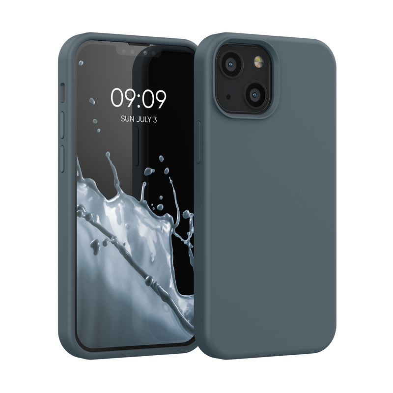 kwmobile Handyhülle für iPhone 13 mini Hülle, für iPhone 13 mini Case - Hülle Silikon - kabelloses Laden - Dunkler Schiefer Dunkler Schiefer  