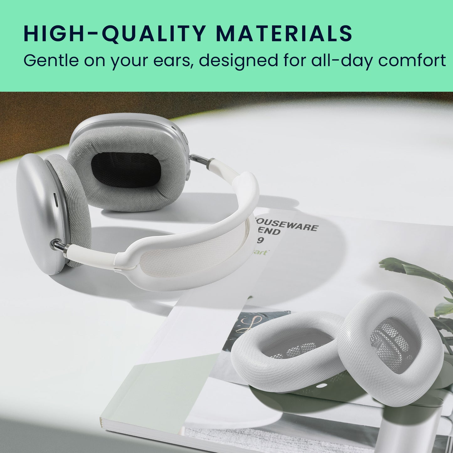 kwmobile Ohr Polster für Apple AirPods Max / AirPods Max 2 Ohrpolster - Ersatz Ohrpolster - Kopfhörer Ersatzteile - Kopfhörer Ersatzpolster für Over Ear Headphones