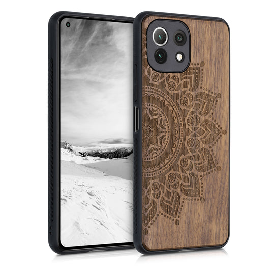 Holz Hardcase mit TPU Bumper für Xiaomi 11 Lite (5G) NE / Mi 11 Lite (5G) Aufgehende Sonne