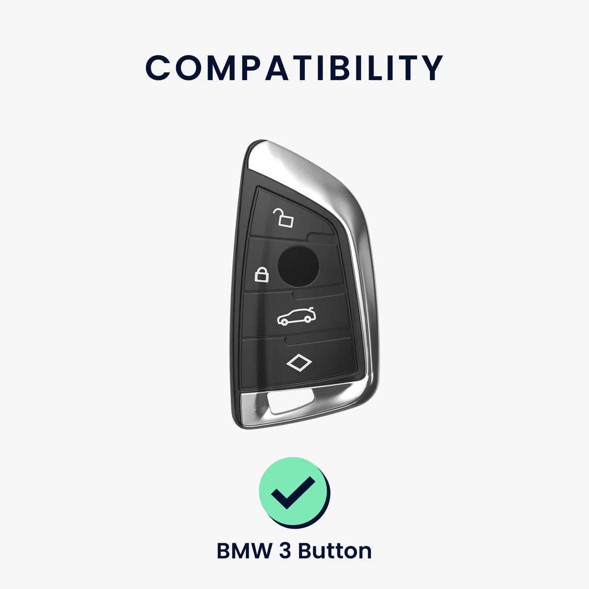 BMW 3-Tasten Smart Key Autoschlüssel Silikon Schlüsselhülle mit lackierten Knöpfen und Rahmen