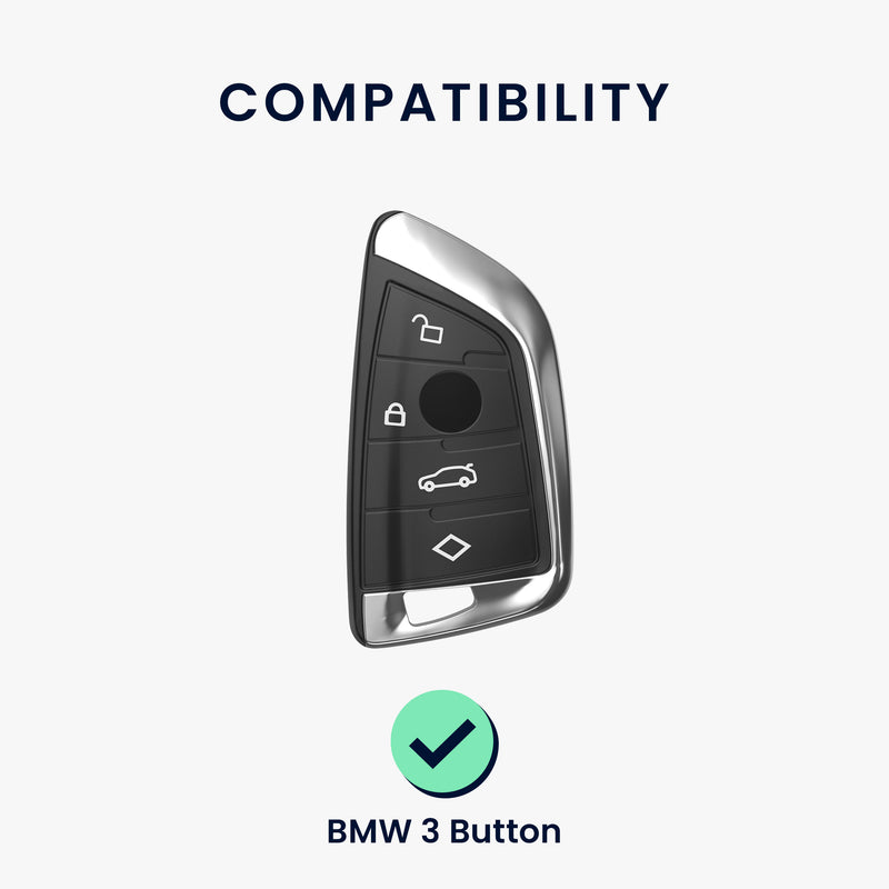 BMW 3-Tasten Smart Key Autoschlüssel Silikon Schlüsselhülle mit lackierten Knöpfen und Rahmen