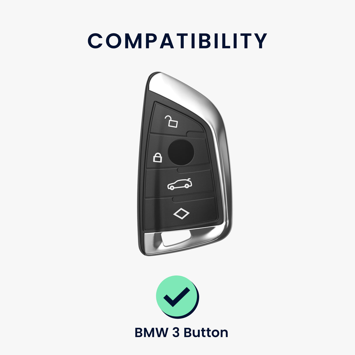 BMW 3-Tasten Smart Key Autoschlüssel Silikon Schlüsselhülle mit lackierten Knöpfen und Rahmen