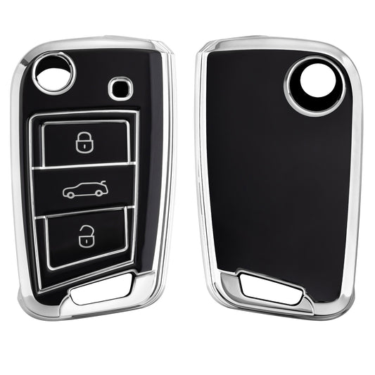 kwmobile Autoschlüssel Hülle kompatibel mit VW Golf 7 MK7 3-Tasten Autoschlüssel - Schlüsselhülle Silikon Cover
