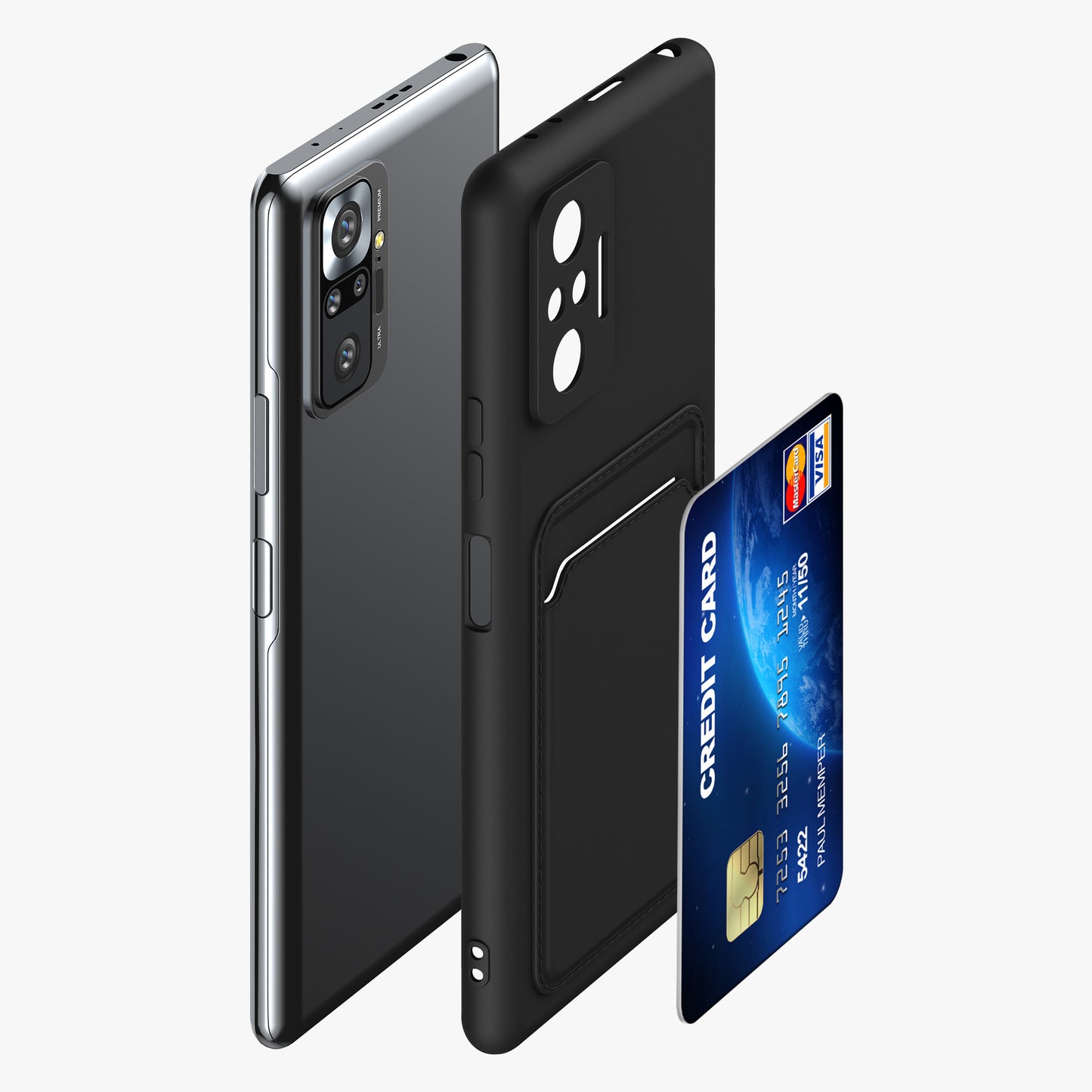 kwmobile Handyhülle für Xiaomi Redmi Note 10 Pro Hülle mit Kartenfach Cover Kabelloses Laden Schutzhülle