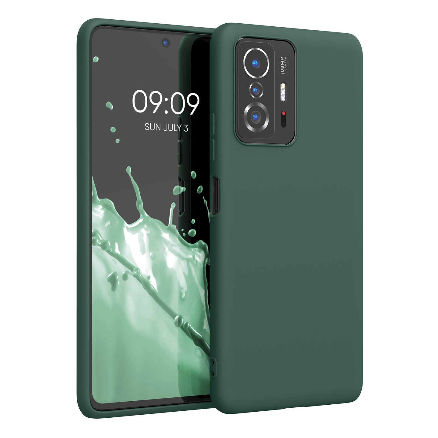 kwmobile Handyhülle für Xiaomi 11T / 11T Pro Hülle - TPU Case - Kabelloses Laden - Schutzhülle Cover in Tannengrün Tannengrün  