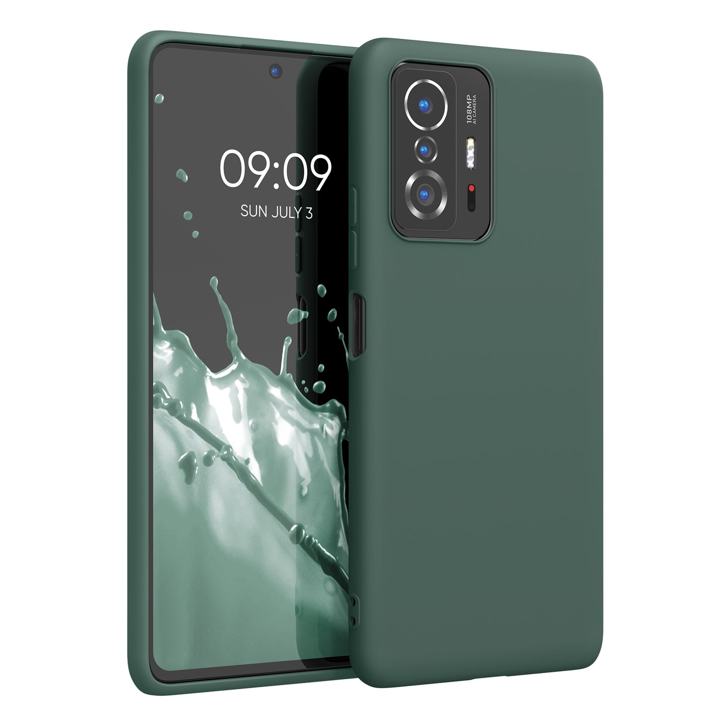 kwmobile Handyhülle für Xiaomi 11T / 11T Pro Hülle - TPU Case - Kabelloses Laden - Schutzhülle Cover in Moosgrün Moosgrün  