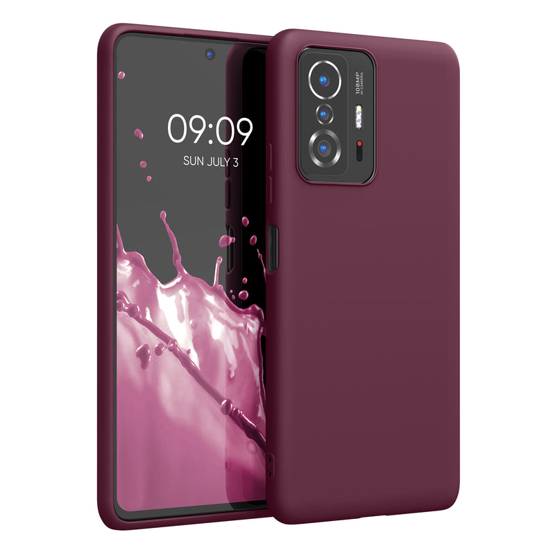 kwmobile Handyhülle für Xiaomi 11T / 11T Pro Hülle - TPU Case - Kabelloses Laden - Schutzhülle Cover in Bordeaux Violett Bordeaux Violett  