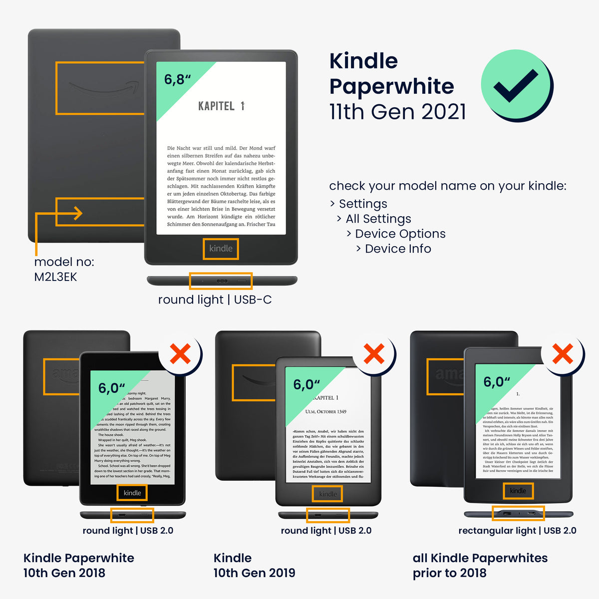 Kindle Paperwhite 11. Generation 2021 Kunstleder Klapphülle
