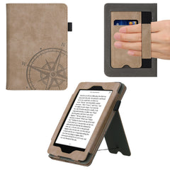 Flip Case für Amazon Kindle Paperwhite (Modelle bis 2017) mit Handschlaufe Kompass Taupe