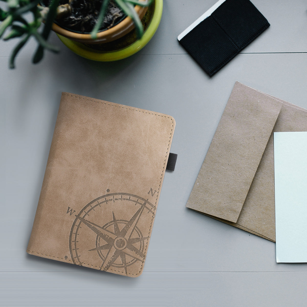 Flip Case für Amazon Kindle Paperwhite (Modelle bis 2017) mit Handschlaufe Kompass Taupe