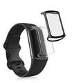 kwmobile 2x Silikon Hülle für Fitbit Charge 6 / Charge 5 Schutzhülle - Fullbody Display Cover Set aus Silikon - Transparent Schwarz Transparent  [dsg01]